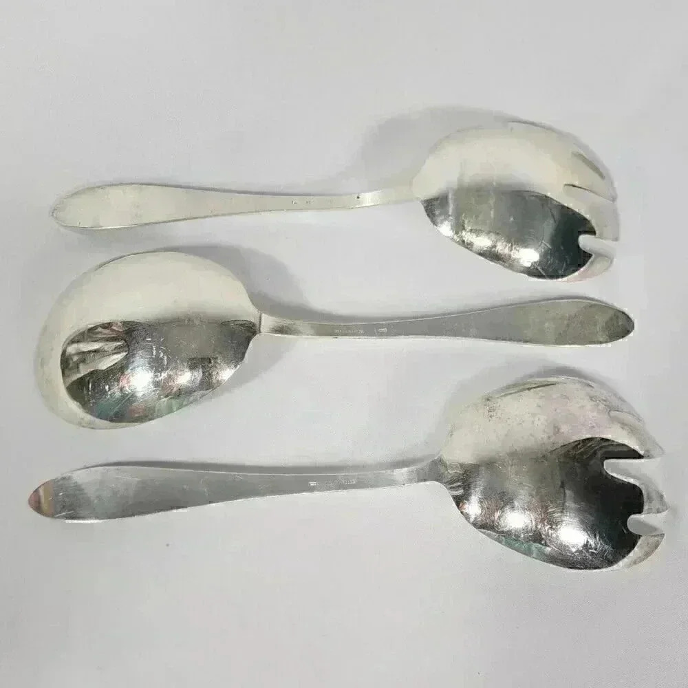 Vintage REED & BARTON 3 Pc Salad Serving Set Silver-plate 8.75‎ Long - Picture 3 of 15